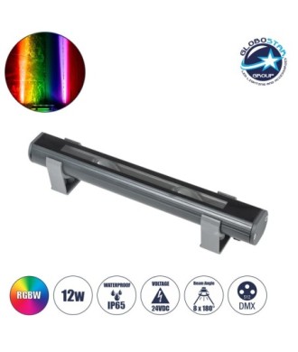 GLOBOSTAR® WINDOWBARI 90513 Φωτιστικό Ανάδειξης Παραθύρων LED 12W 960lm 8°x180° DC 24V Αδιάβροχο IP65 Πολύχρωμο RGBW Dimmable DMX512 - CREE XPE Chip - Γκρι Ανθρακί - Μ30 x Π4 x Υ3.5cm - 3 Χρόνια Εγγύηση